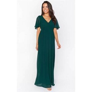 Show Me Your Mumu NWT Emily Empire Maxi Dress in Emerald Chiffon Sz XXS